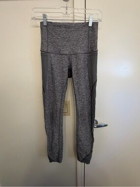 lululemon athletica Make a Move Leggings Heathered Gray Mesh Side Panels Size 4